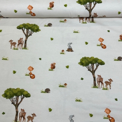Jersey | Waldtiere Reh Eichhörnchen Fuchs | ecru